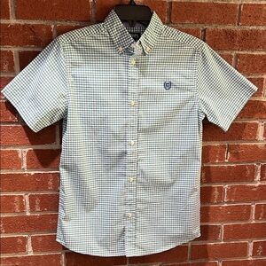 Chaps Blue and White Checkered Button Down Shirt